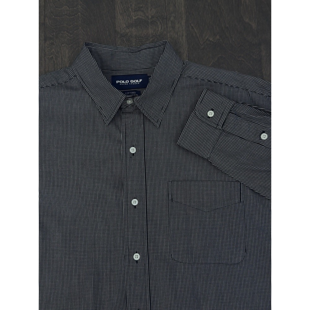 Polo Golf Ralph‎ Lauren Mens Black Button Down Lofting Shirt Long Sleeve Size L